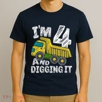 Four Construction 4th Birthday Gifts Fourth Boy 4 Years Old T-Shirt thumb 3