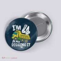 Four Construction 4th Birthday Gifts Fourth Boy 4 Years Old Button thumb 0