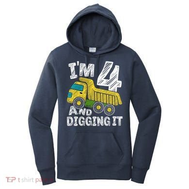 Four Construction 4th Birthday Gifts Fourth Boy 4 Years Old Women's Hoodie