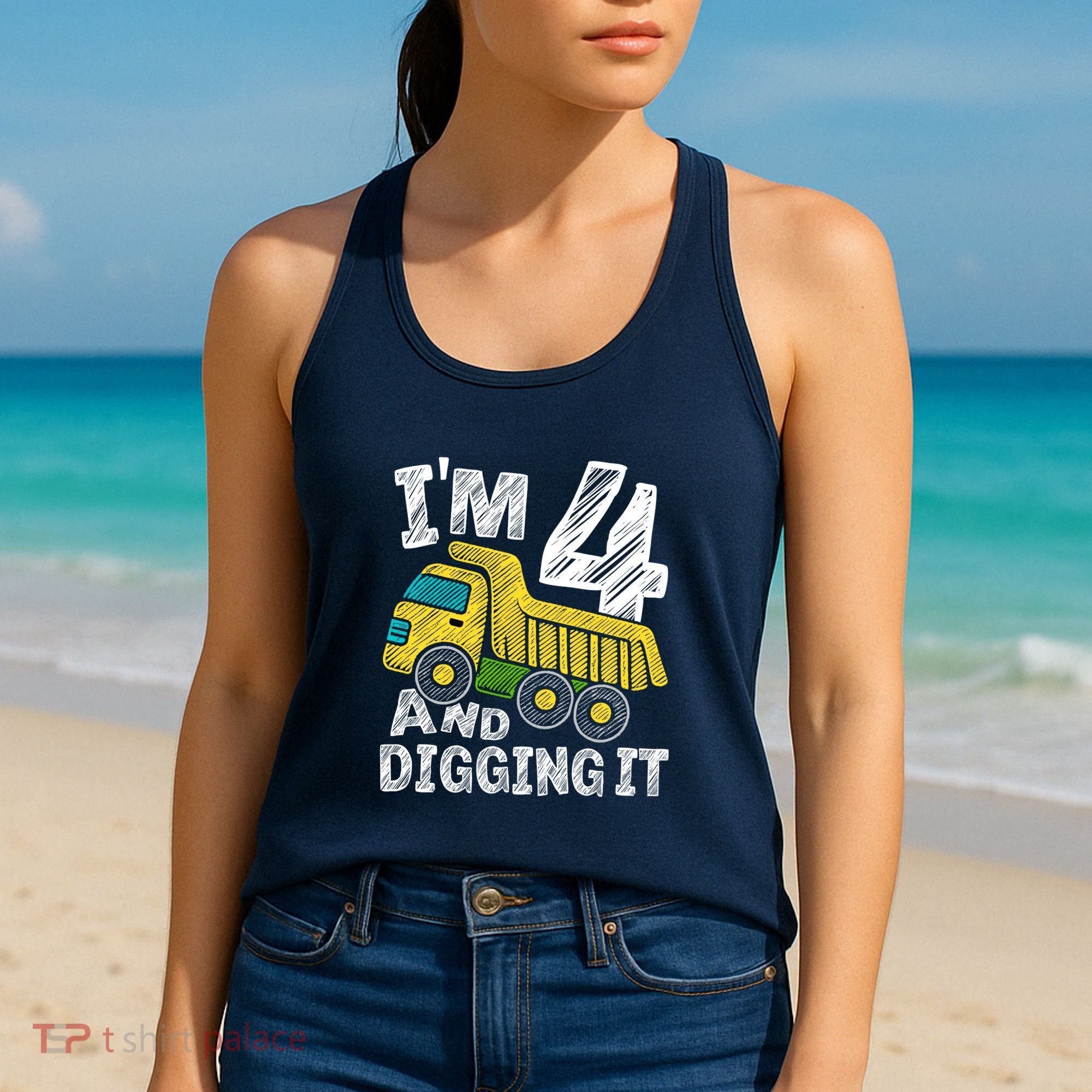 Four Construction 4th Birthday Gifts Fourth Boy 4 Years Old Women's Tank Top