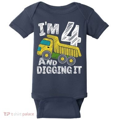 Four Construction 4th Birthday Gifts Fourth Boy 4 Years Old Baby Bodysuit