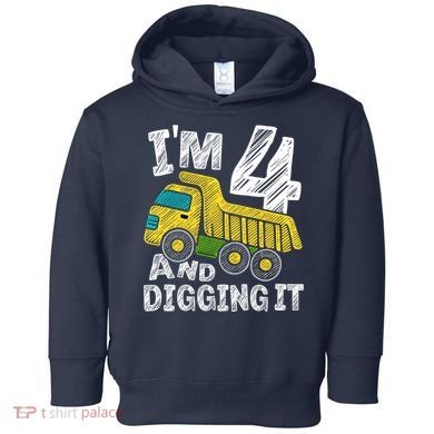 Four Construction 4th Birthday Gifts Fourth Boy 4 Years Old Toddler Hoodie