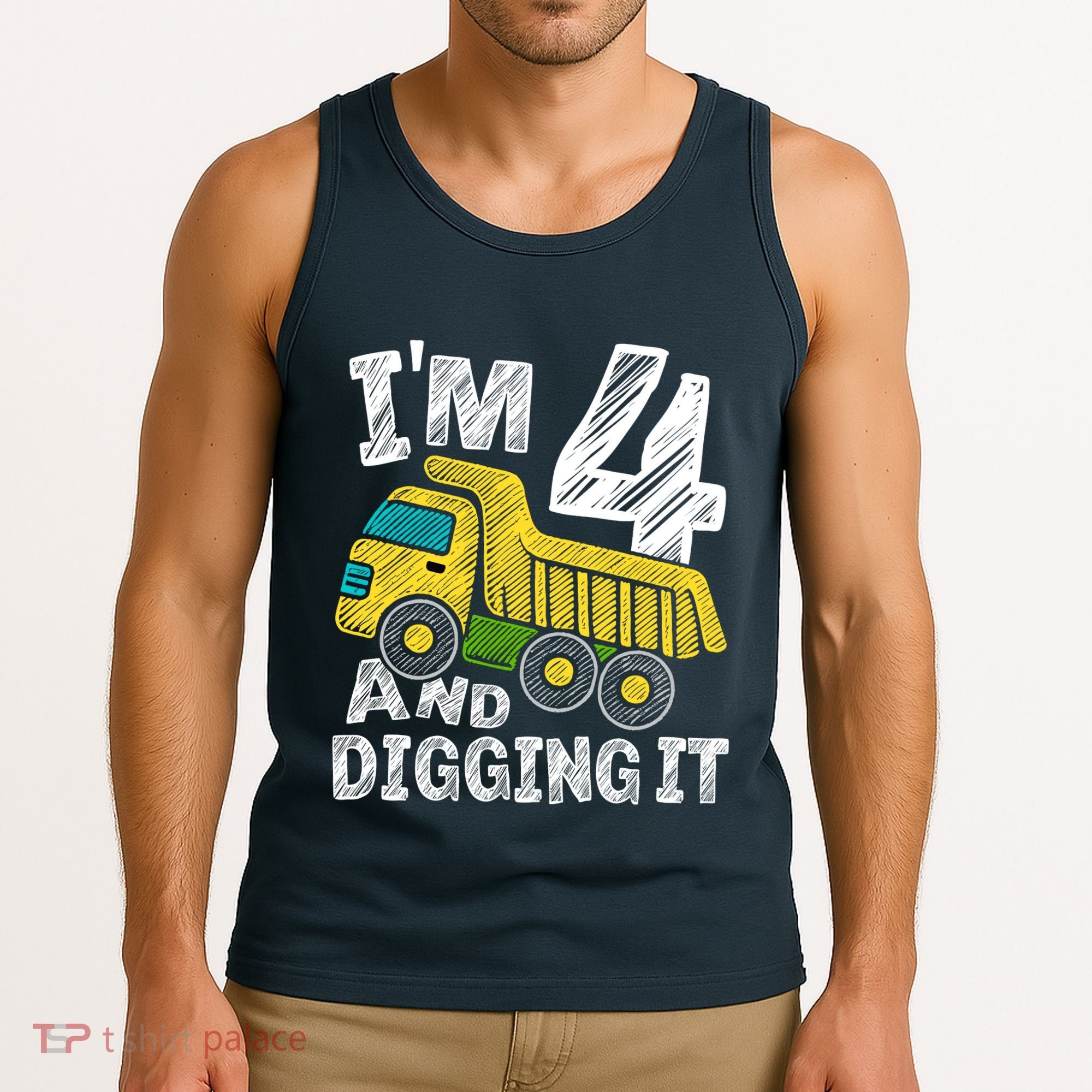 Four Construction 4th Birthday Gifts Fourth Boy 4 Years Old Tank Top