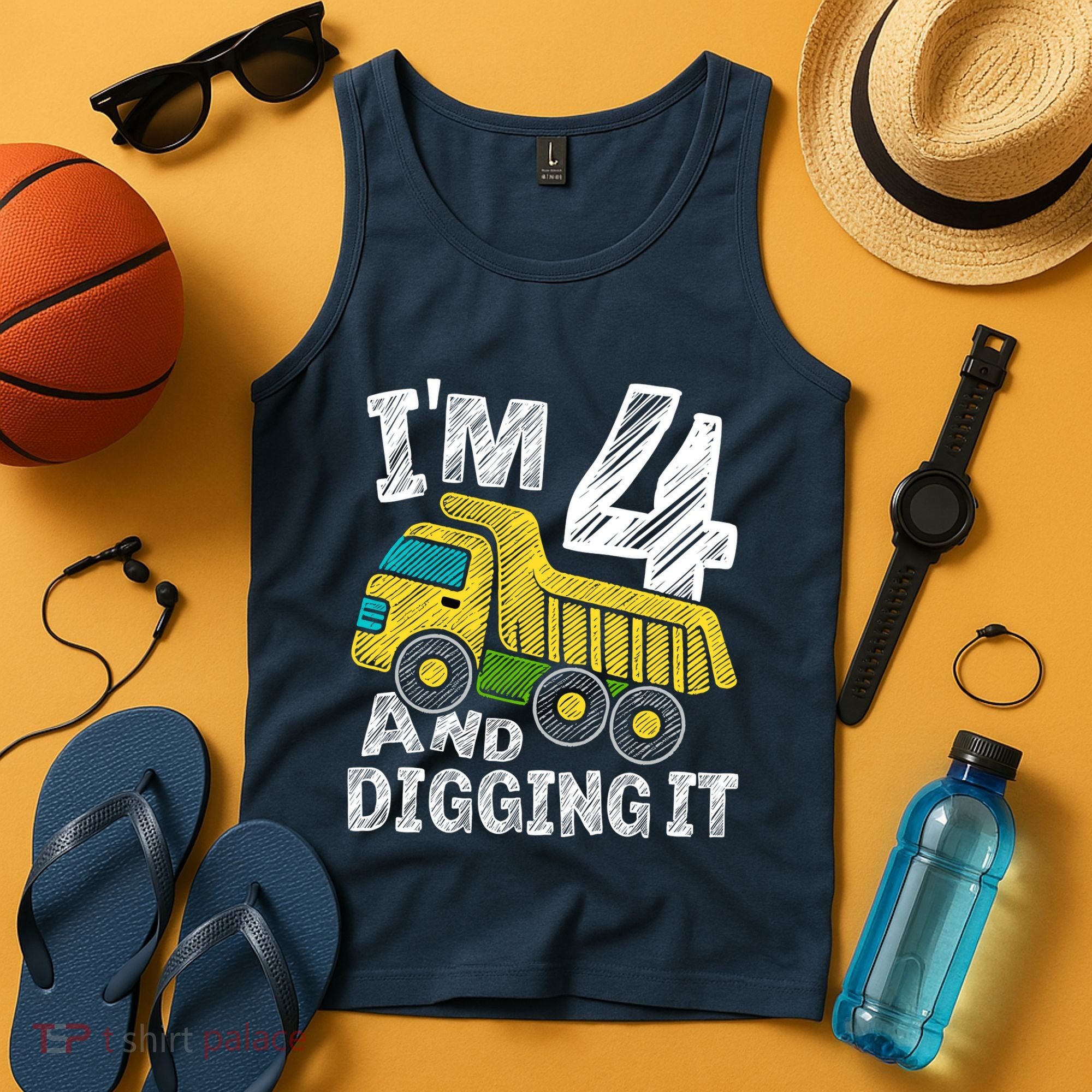 Four Construction 4th Birthday Gifts Fourth Boy 4 Years Old Tank Top