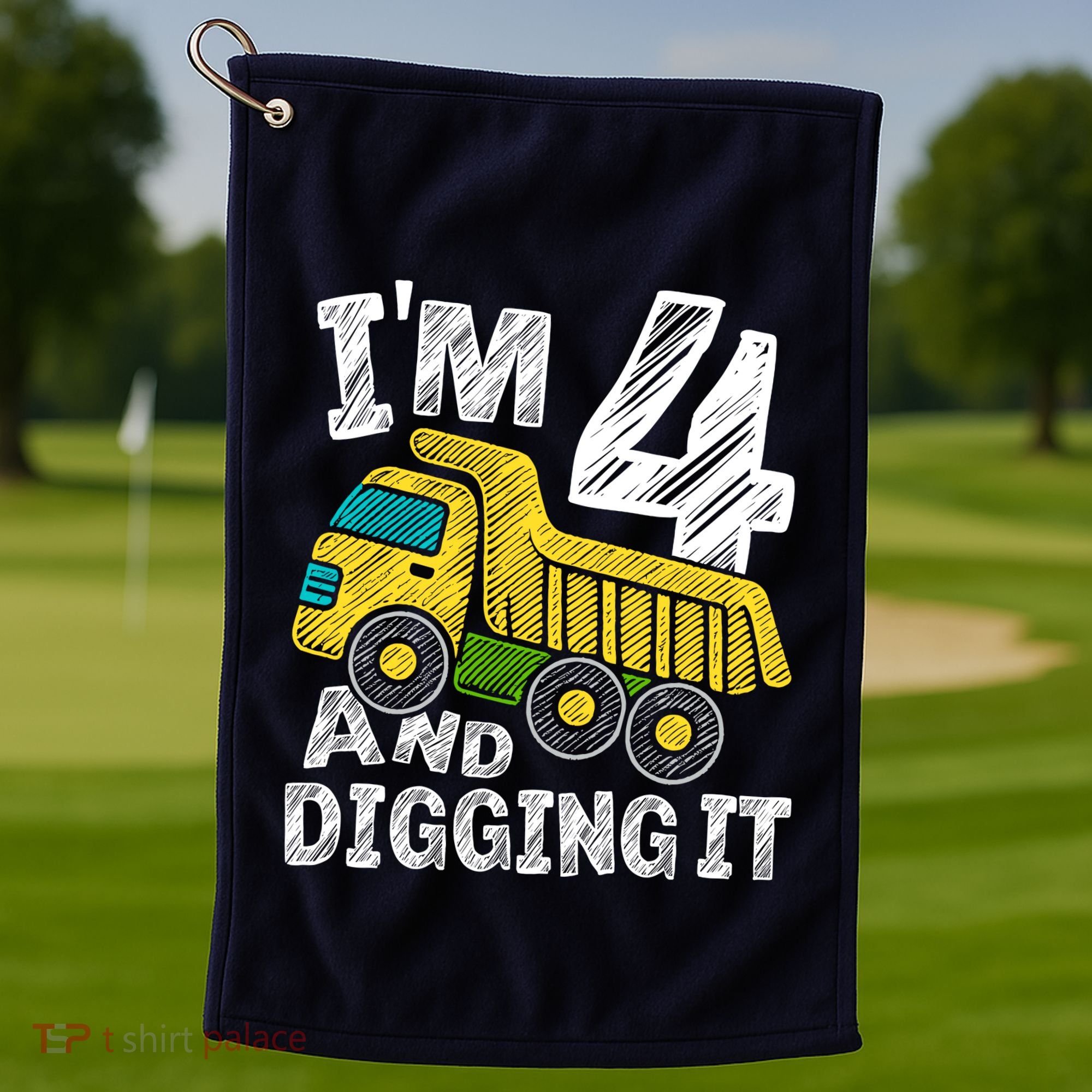 Four Construction 4th Birthday Gifts Fourth Boy 4 Years Old Golf Towel