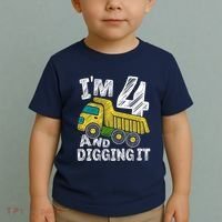 Four Construction 4th Birthday Gifts Fourth Boy 4 Years Old Toddler T-Shirt thumb 2