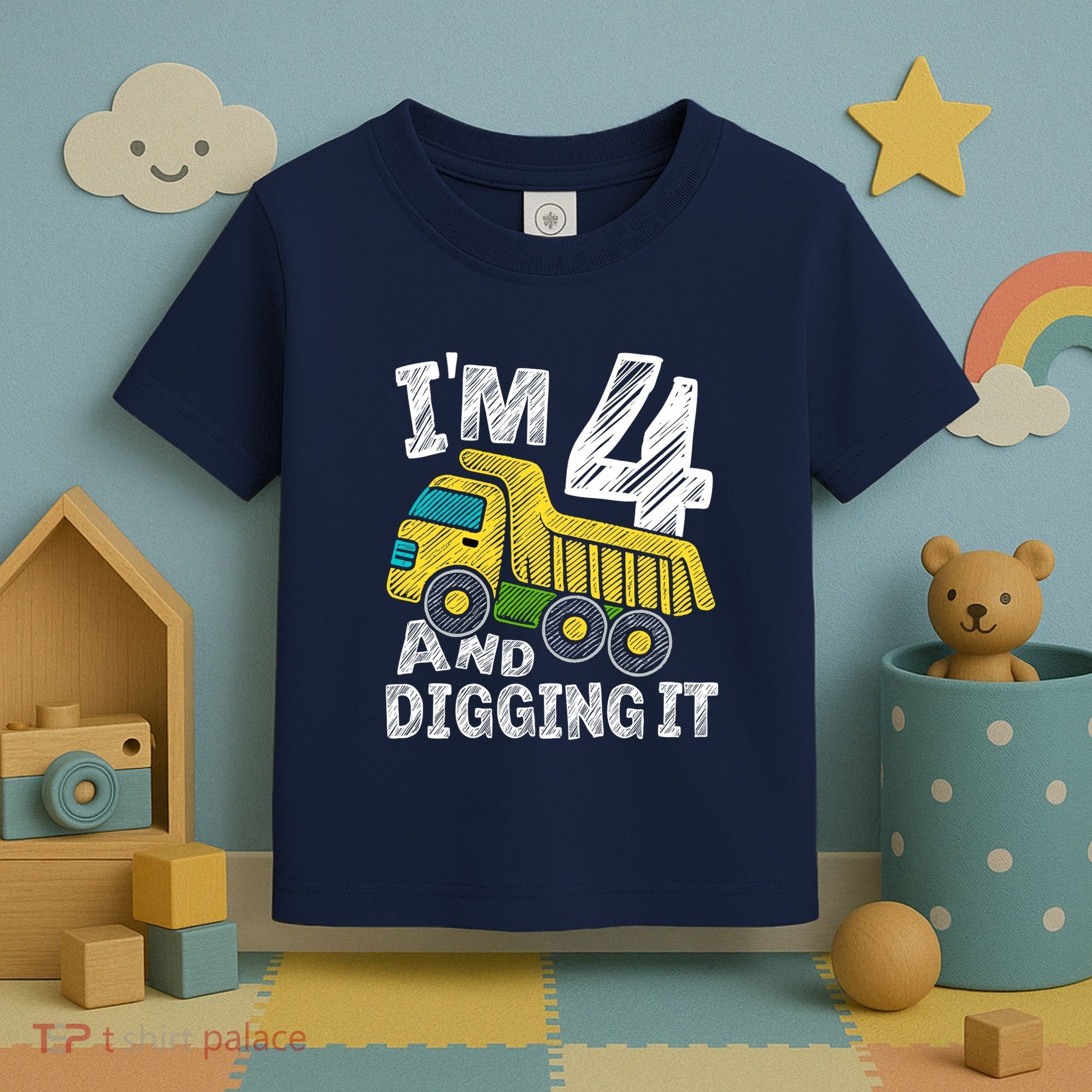 Four Construction 4th Birthday Gifts Fourth Boy 4 Years Old Toddler T-Shirt
