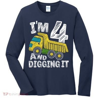 Four Construction 4th Birthday Gifts Fourth Boy 4 Years Old Women's Long Sleeve Shirt