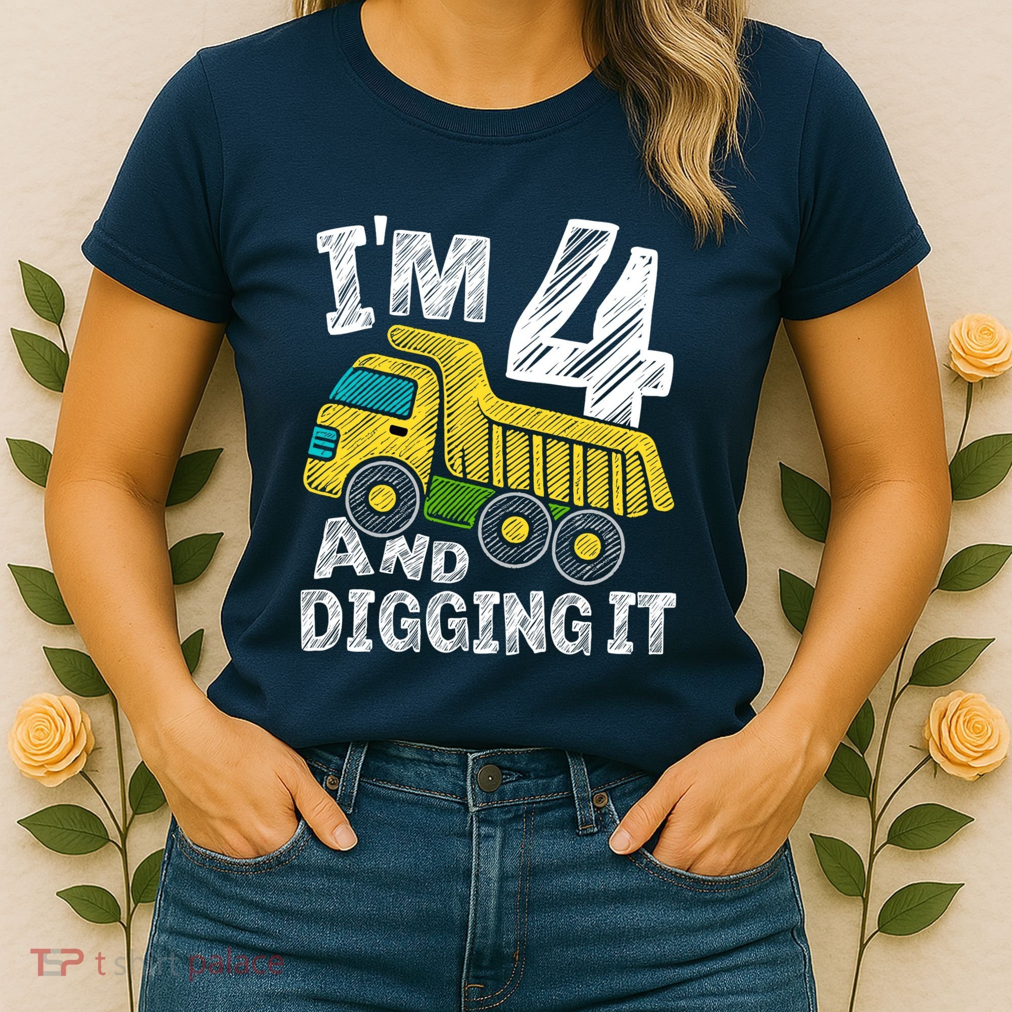 Four Construction 4th Birthday Gifts Fourth Boy 4 Years Old Women's T-Shirt