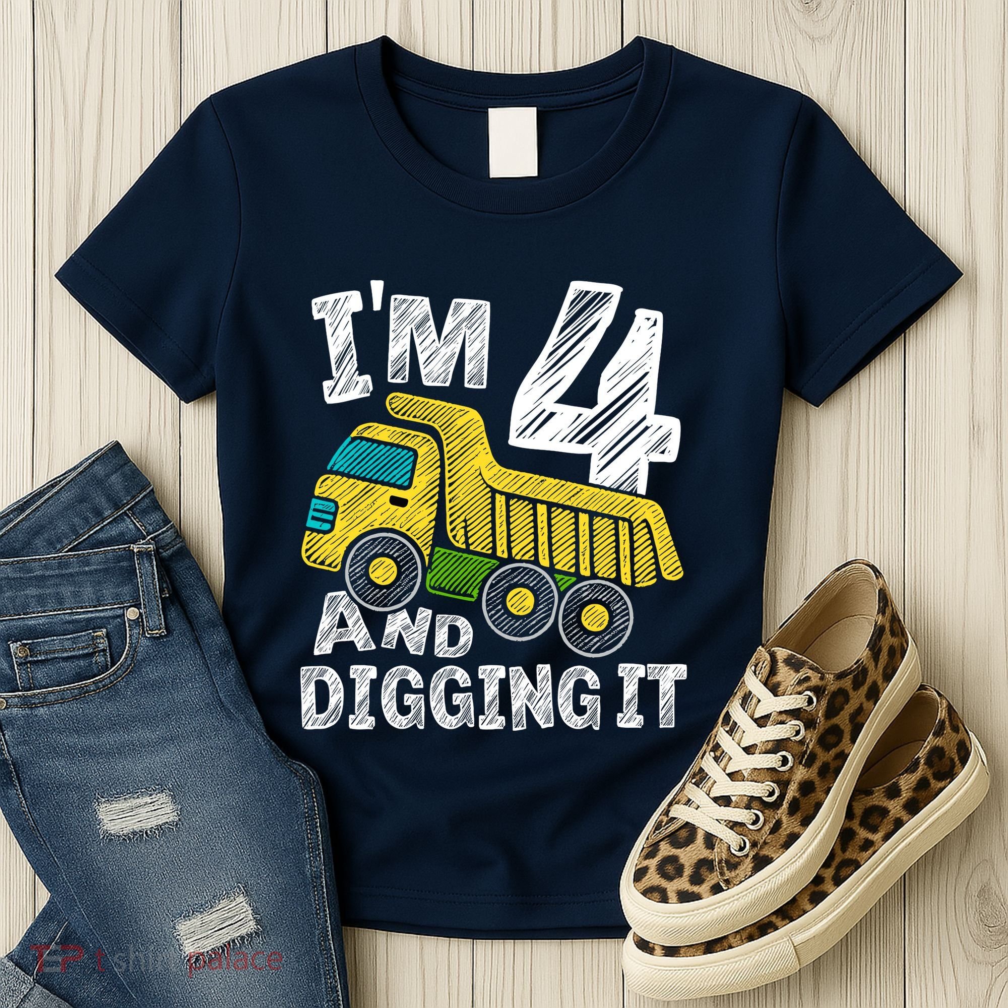 Four Construction 4th Birthday Gifts Fourth Boy 4 Years Old Women's T-Shirt
