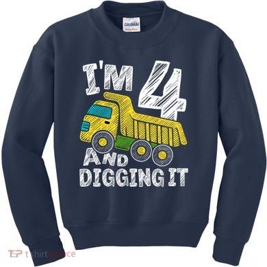 Four Construction 4th Birthday Gifts Fourth Boy 4 Years Old Kids Sweatshirt