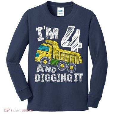Four Construction 4th Birthday Gifts Fourth Boy 4 Years Old Kids Long Sleeve Shirt