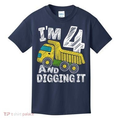 Four Construction 4th Birthday Gifts Fourth Boy 4 Years Old Kids T-Shirt
