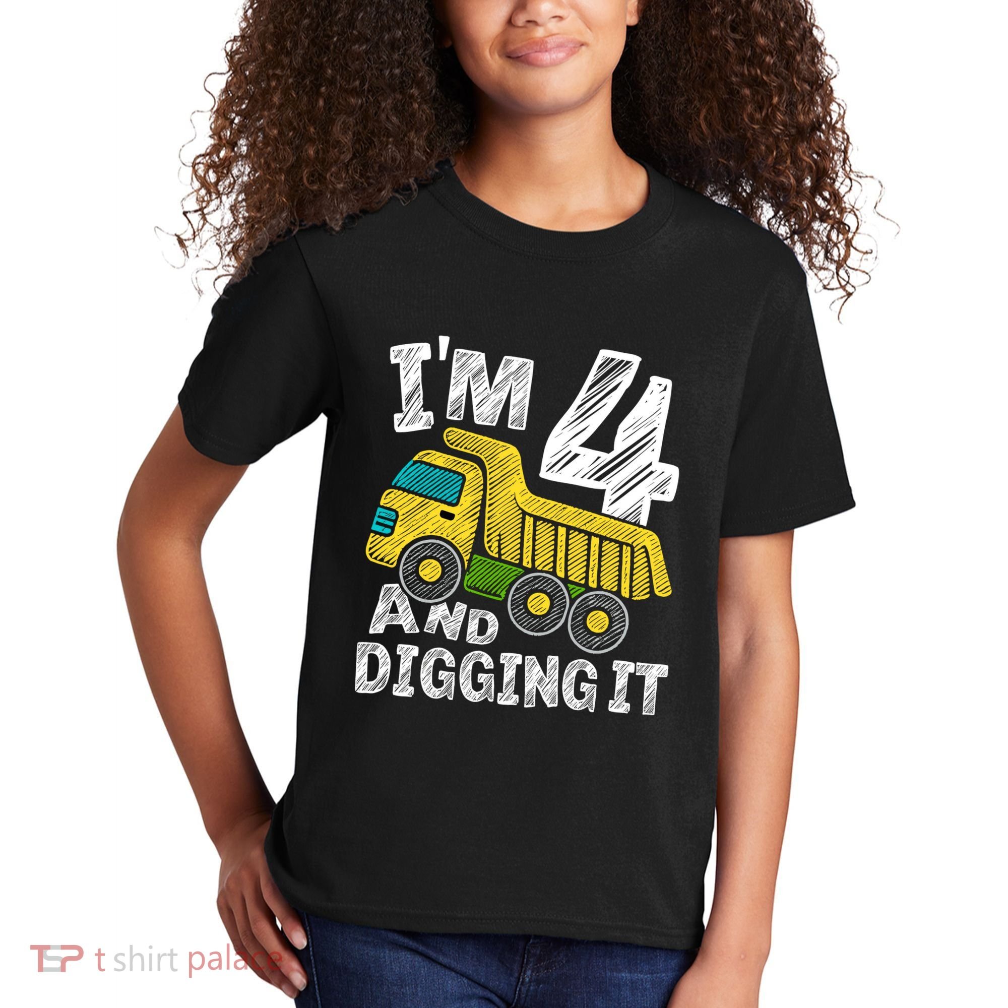 Four Construction 4th Birthday Gifts Fourth Boy 4 Years Old Kids T-Shirt