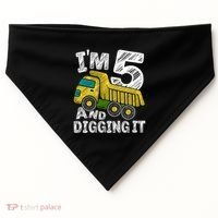 Five Construction 5th Birthday Gifts Fourth Boy 5 Years Old USA-Made Doggie Bandana thumb 0