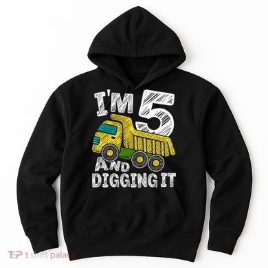 Five Construction 5th Birthday Gifts Fourth Boy 5 Years Old Hoodie