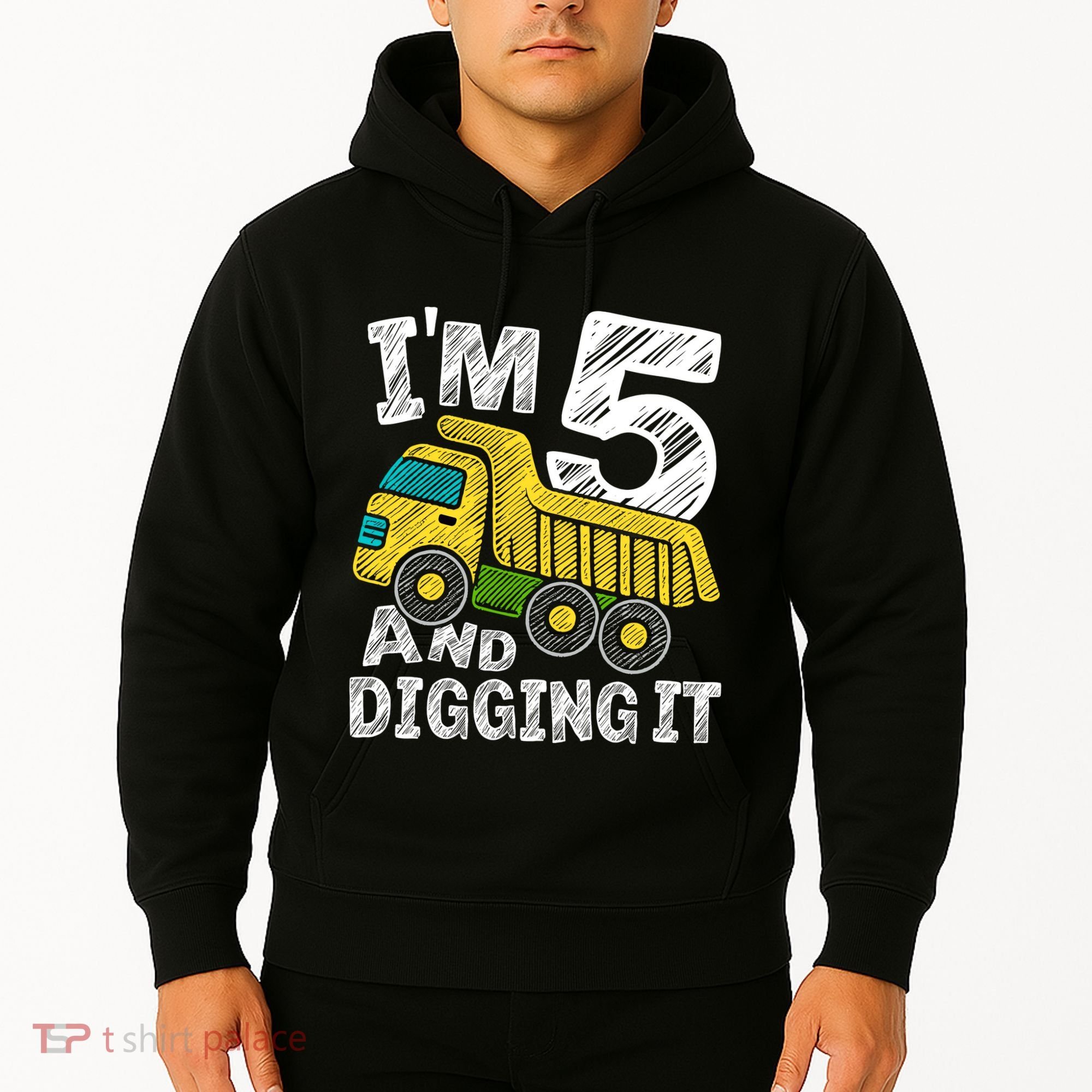 Five Construction 5th Birthday Gifts Fourth Boy 5 Years Old Hoodie