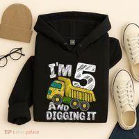 Five Construction 5th Birthday Gifts Fourth Boy 5 Years Old Hoodie thumb 4