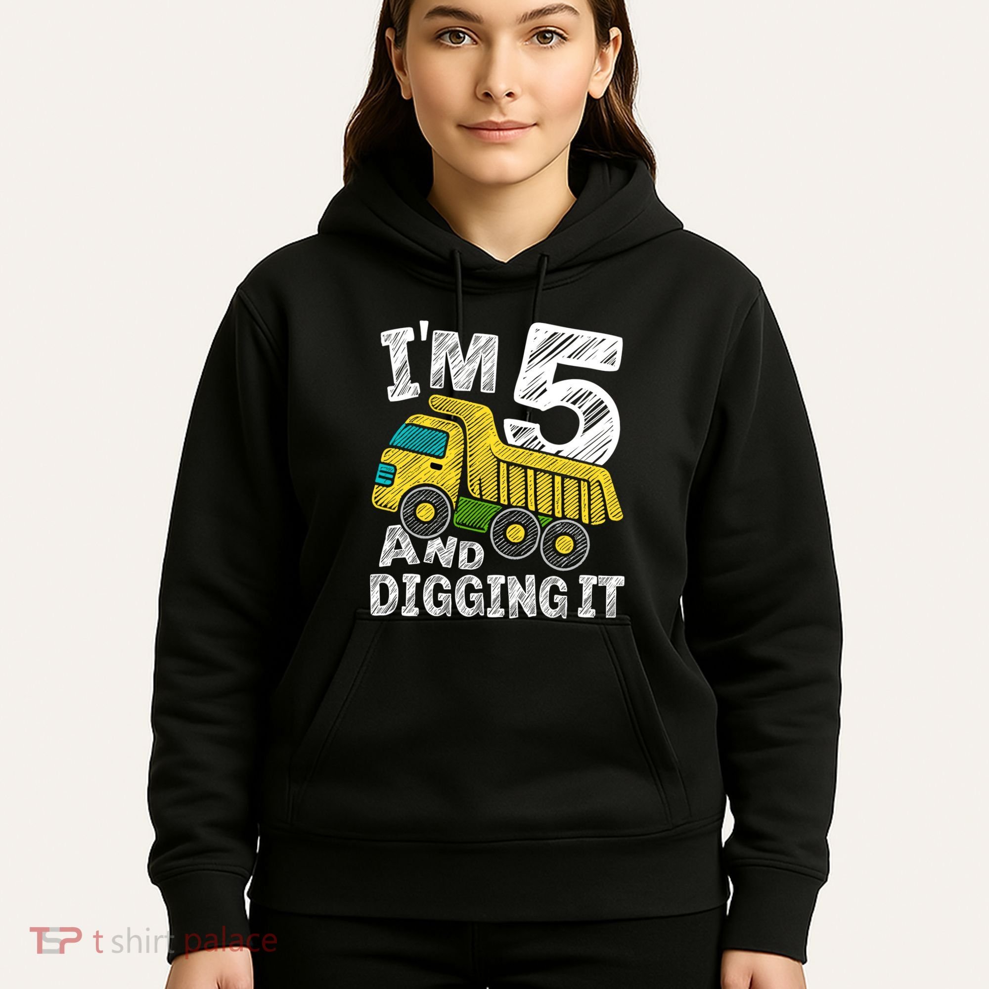 Five Construction 5th Birthday Gifts Fourth Boy 5 Years Old Hoodie