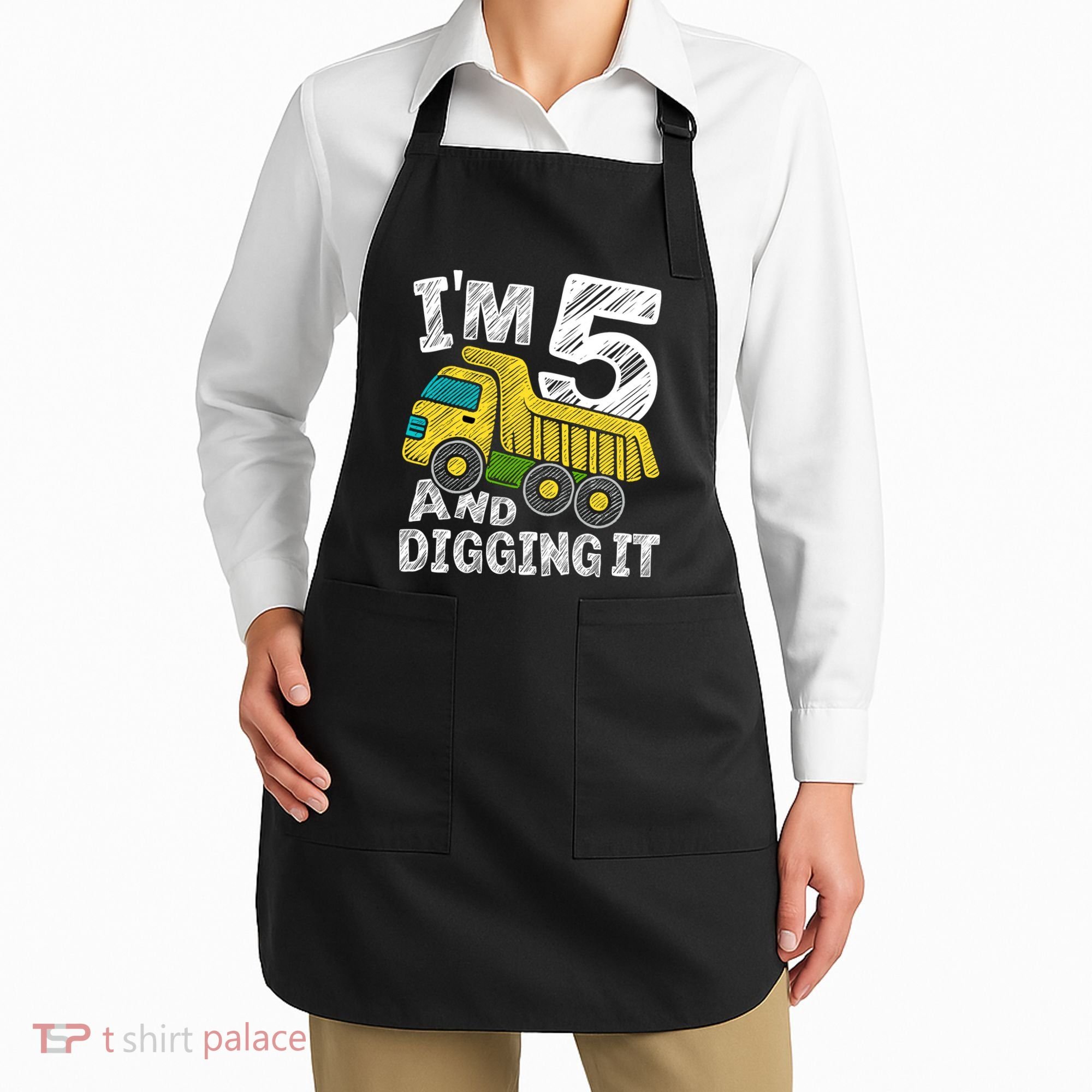 Five Construction 5th Birthday Gifts Fourth Boy 5 Years Old Apron