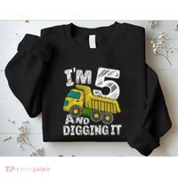 Five Construction 5th Birthday Gifts Fourth Boy 5 Years Old Sweatshirt thumb 2