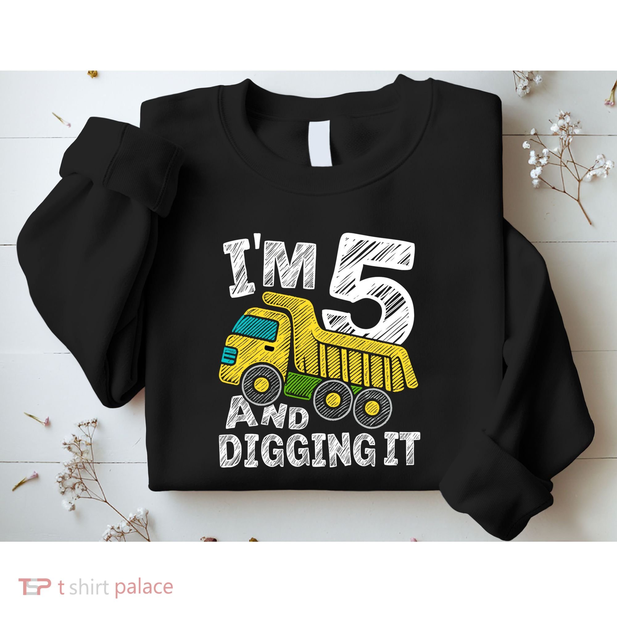 Five Construction 5th Birthday Gifts Fourth Boy 5 Years Old Sweatshirt
