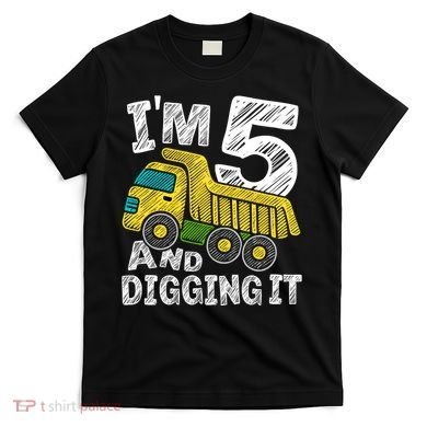 Five Construction 5th Birthday Gifts Fourth Boy 5 Years Old T-Shirt