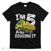 Five Construction 5th Birthday Gifts Fourth Boy 5 Years Old T-Shirt thumb 0