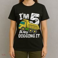 Five Construction 5th Birthday Gifts Fourth Boy 5 Years Old T-Shirt thumb 4