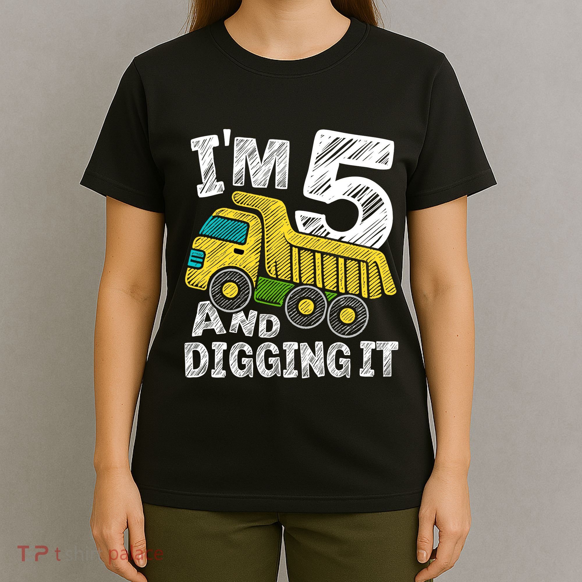 Five Construction 5th Birthday Gifts Fourth Boy 5 Years Old T-Shirt