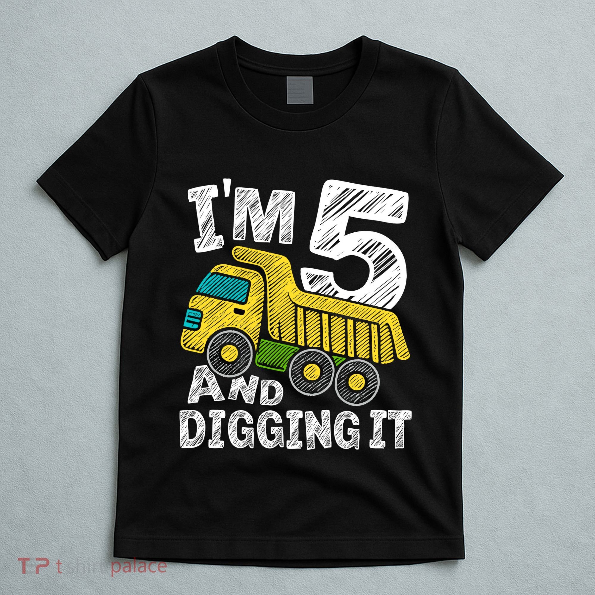 Five Construction 5th Birthday Gifts Fourth Boy 5 Years Old T-Shirt