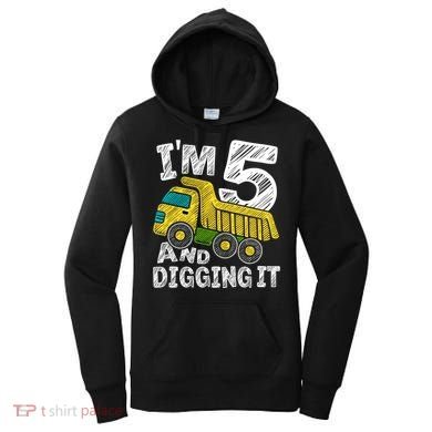 Five Construction 5th Birthday Gifts Fourth Boy 5 Years Old Women's Hoodie