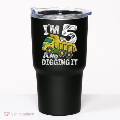 Five Construction 5th Birthday Gifts Fourth Boy 5 Years Old Tumbler