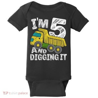 Five Construction 5th Birthday Gifts Fourth Boy 5 Years Old Baby Bodysuit