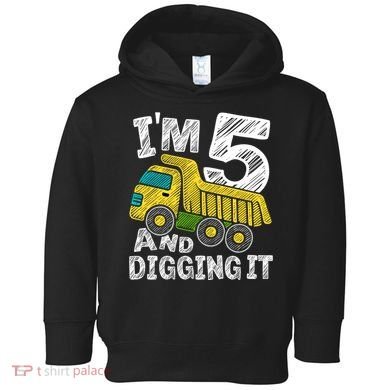 Five Construction 5th Birthday Gifts Fourth Boy 5 Years Old Toddler Hoodie