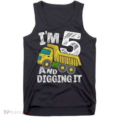 Five Construction 5th Birthday Gifts Fourth Boy 5 Years Old Tank Top