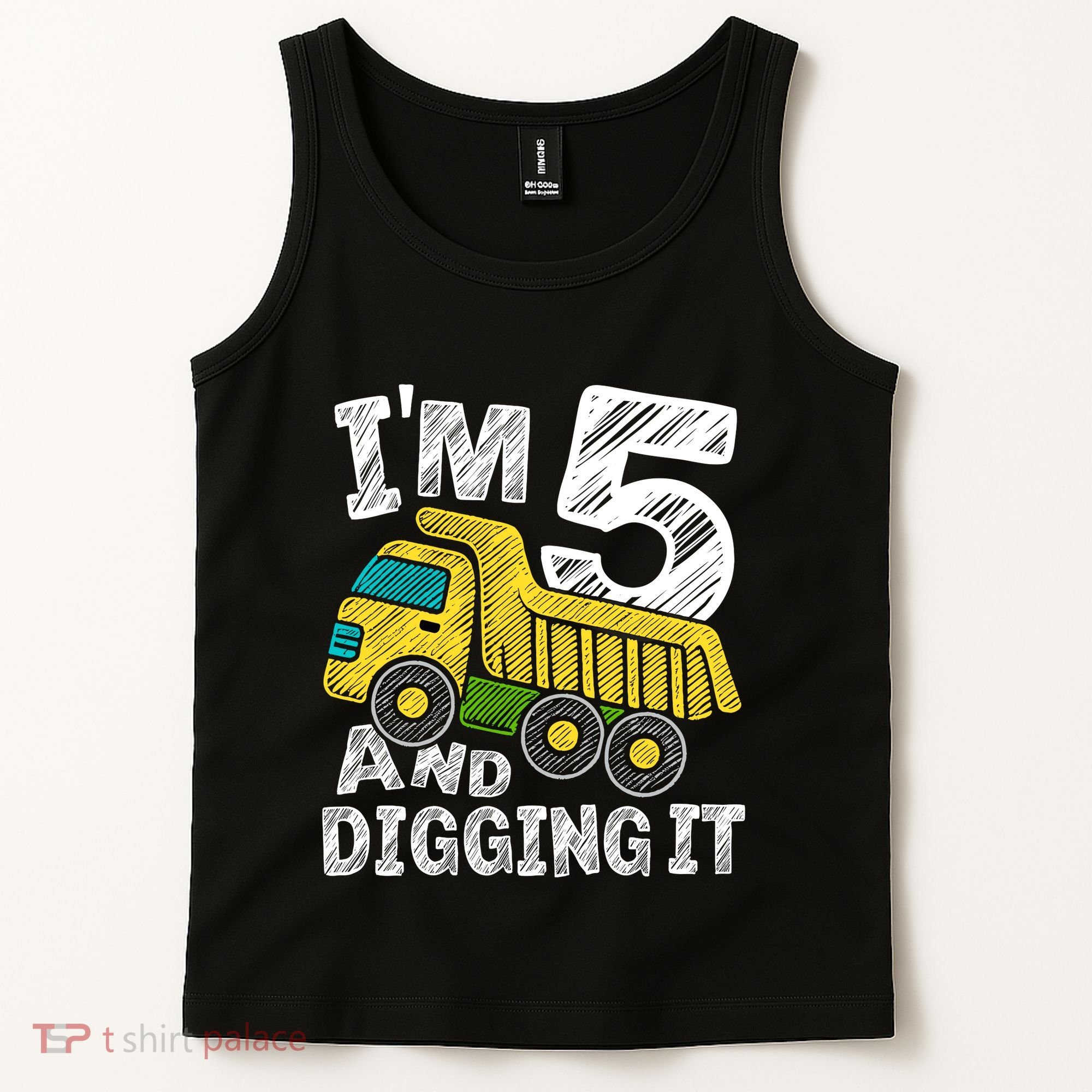 Five Construction 5th Birthday Gifts Fourth Boy 5 Years Old Tank Top