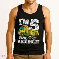 Five Construction 5th Birthday Gifts Fourth Boy 5 Years Old Tank Top thumb 3