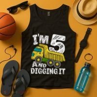 Five Construction 5th Birthday Gifts Fourth Boy 5 Years Old Tank Top thumb 4