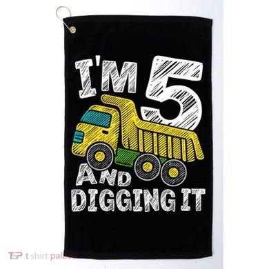 Five Construction 5th Birthday Gifts Fourth Boy 5 Years Old Golf Towel