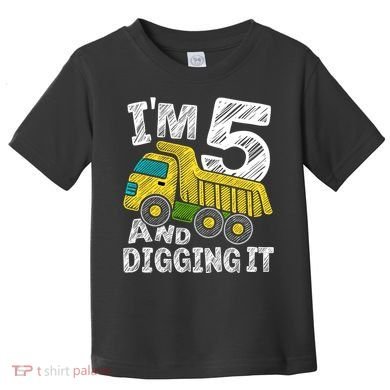 Five Construction 5th Birthday Gifts Fourth Boy 5 Years Old Toddler T-Shirt