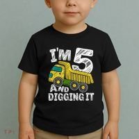 Five Construction 5th Birthday Gifts Fourth Boy 5 Years Old Toddler T-Shirt thumb 2