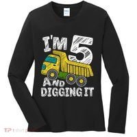 Five Construction 5th Birthday Gifts Fourth Boy 5 Years Old Women's Long Sleeve Shirt thumb 0