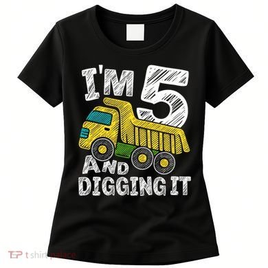 Five Construction 5th Birthday Gifts Fourth Boy 5 Years Old Women's T-Shirt