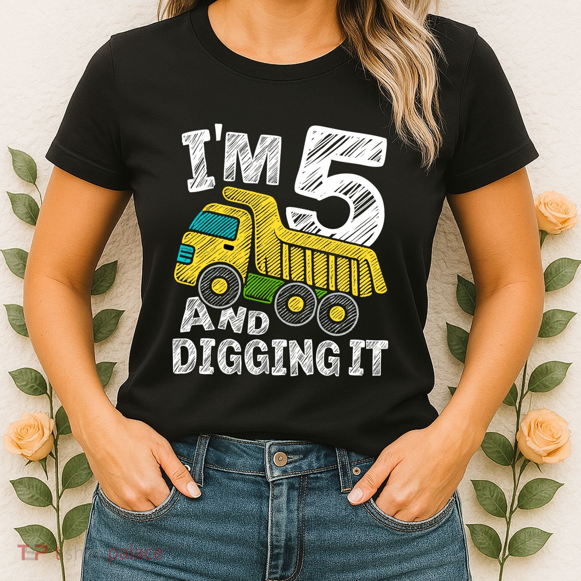 Five Construction 5th Birthday Gifts Fourth Boy 5 Years Old Women's T-Shirt