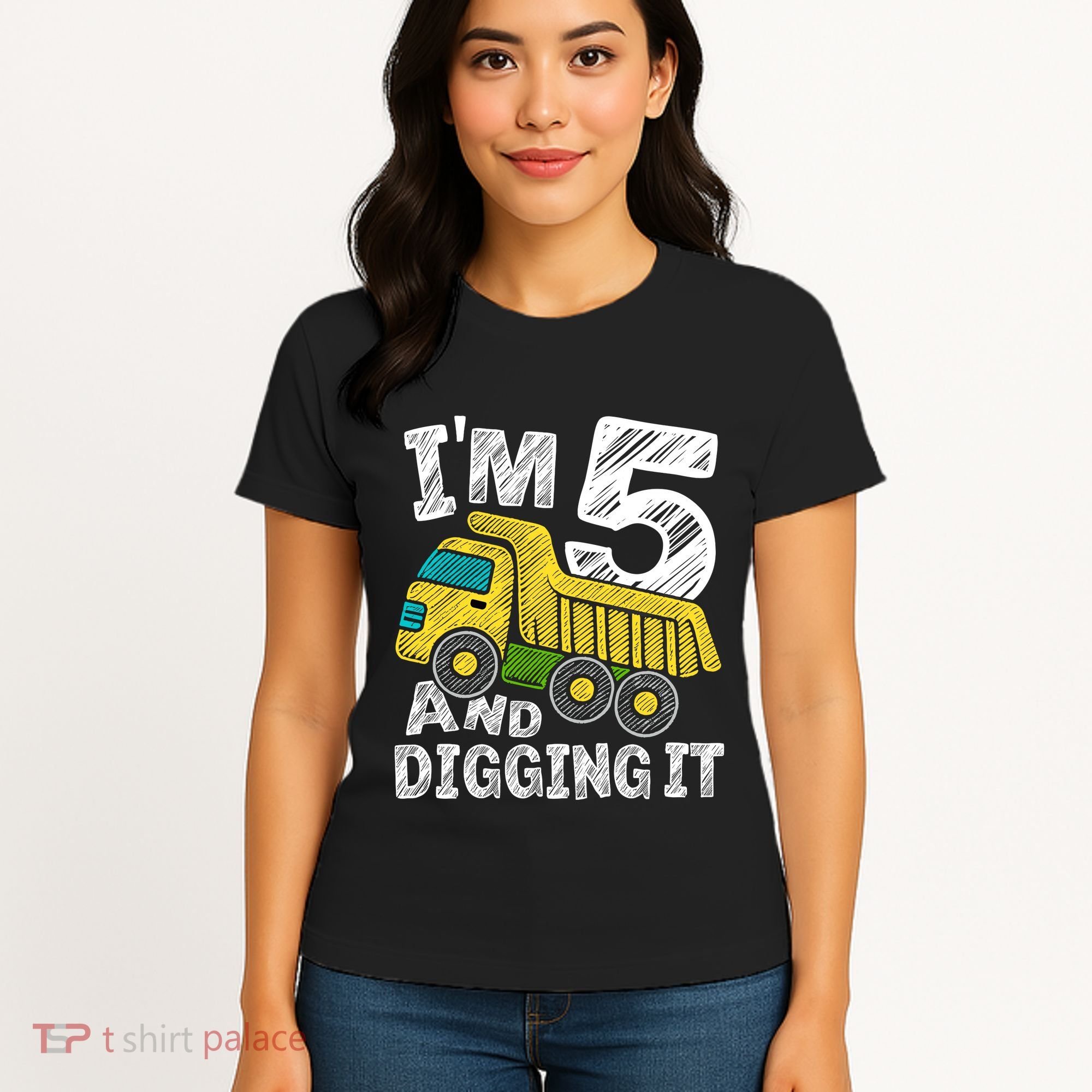 Five Construction 5th Birthday Gifts Fourth Boy 5 Years Old Women's T-Shirt