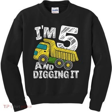 Five Construction 5th Birthday Gifts Fourth Boy 5 Years Old Kids Sweatshirt