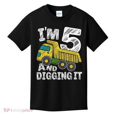 Five Construction 5th Birthday Gifts Fourth Boy 5 Years Old Kids T-Shirt