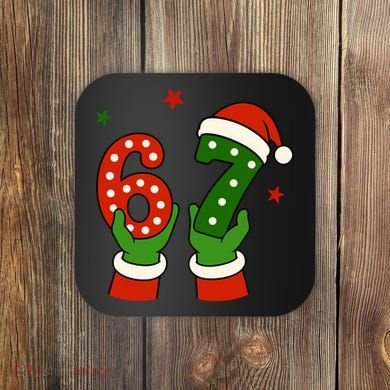 Funny Christmas 67 Six Seven Santa Coaster
