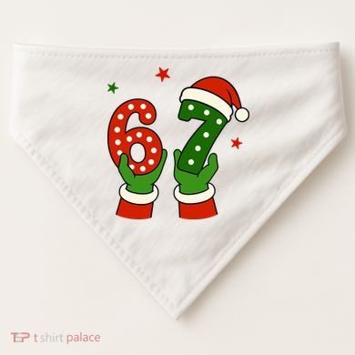 Funny Christmas 67 Six Seven Santa USA-Made Doggie Bandana